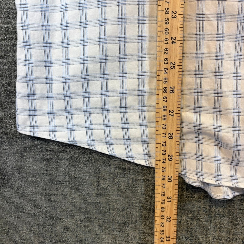Johnston & Murphy Button Down Shirt Mens XL Blue Plaid Tailored Fit Long Sleeve - Picture 5 of 11